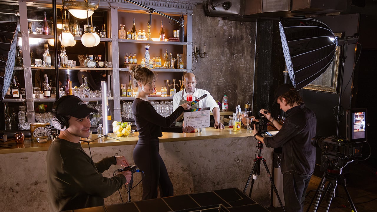 Dreww team filming a content production shoot for The Great Gentleman